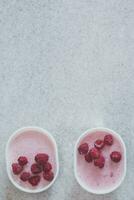Homemade strawberry yoghurt. Healthy sweet dessert photo