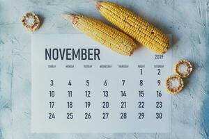 November Calendar. Autumn and Fall season concept. Harvest time. photo