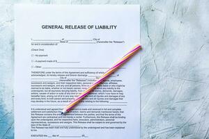 General Release of Liability form photo