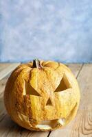 Halloween Pumpkin on wood photo