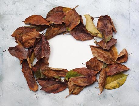 otoño concepto con blanco blanco tarjeta foto