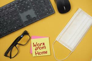 Home office workspace. Work from home concept photo