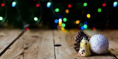 Navidad decoración con brillante bokeh luces. magia invierno a Navidad hora foto