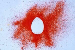 Empty egg print on color spread photo