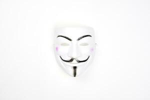 Anonymous mask on white photo