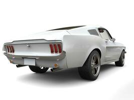 Clear white vintage American muscle car - rear view photo