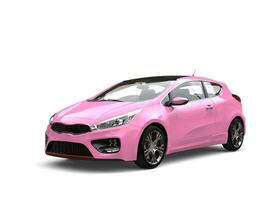 Candy pink modern compact electric car - beauty shot photo