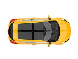 Bright sun yellow modern electric car - top down view photo