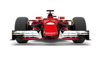 Red modern formula racing car - front view closeup photo