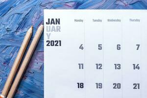 January 2021 calendar. Monthly calendar photo