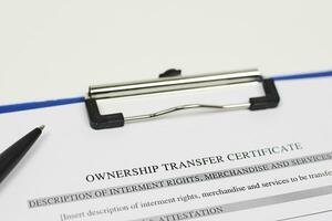 Ownership transfer certificate photo