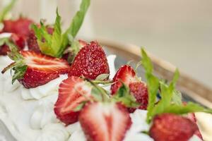 Sweet strawberry cake photo