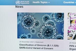 Tashkent, Uzbekistan - 27 November, 2021 WHO published first announcement about COVID-19 new variant called Omicron photo