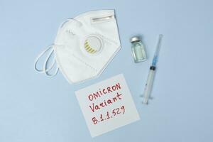 Omicron variant text on piece of paper photo