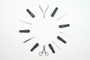 Nail artist tools set in circle photo