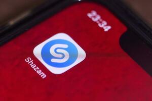 Shazam mobile application on smartphone screen photo