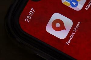 Yandex maps mobile application on smartphone screen photo