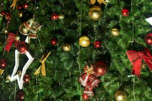 Festive Christmas tree background with decorations photo