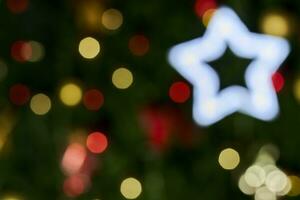 Blurred image of festive Christmas tree. Defocused christmas background photo