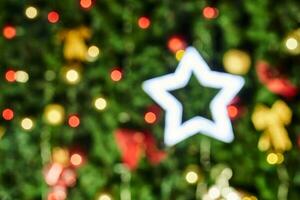 Blurred image of festive Christmas tree. Defocused christmas background photo