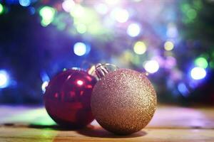 Bright and colorful Christmas tree baubles photo