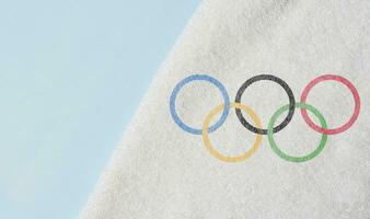 Olympic games rings on towel photo