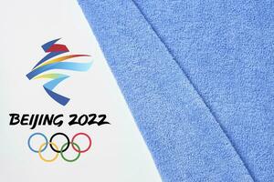 Beijing 2022 invierno olímpico juegos y toalla foto