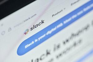 Slack web page on computer monitor photo