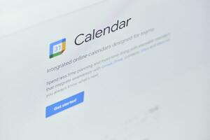 Google calendar web page on computer monitor photo