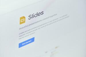 Google slides web page on computer monitor photo