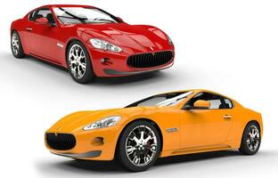 Sports Cars Red And Yellow photo