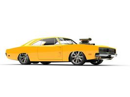 Yellow muscle car - studio shot - side view photo