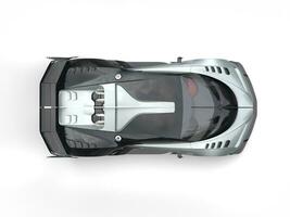 Silver sports supercar - top down view - 3D Illustration photo