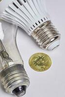 Paying for electricity with cryptocurrency bitcoin photo