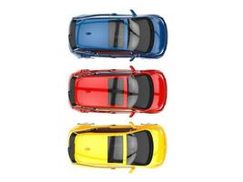 Small electric cars - primary colors - top view photo