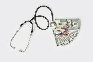 Cost of medicine, medical services. Medical insurance cost concepts photo