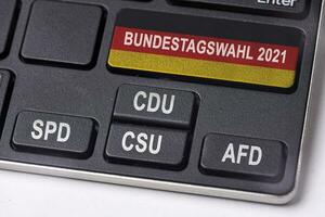 Bundestagswahl 2021. Germany Parliament Bundestag elections concept on keyboard photo