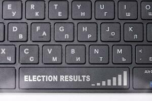 Election results on keyboard photo