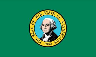 The official current flag of US state of Washington. State flag of Washington. Illustration. photo