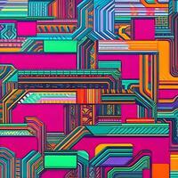 Abstract background in cyberpunk style. Geometric pattern in modern style. The image was created using generative AI. photo