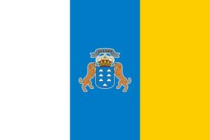 The official current flag and coat of arms of Canary Islands. Flag of Canary Islands. Illustration. photo