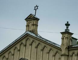 Tempel Synagogue is a synagogue in the Kazimierz district of Krakow, Poland. Overcast weather. Cloudy. photo