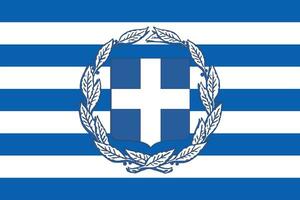 The official current flag and coat of arms of Greece. State flag of Greece. Illustration. photo