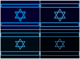 Israeli flags on a dark mournful background. Symbols of Israel based on the Penrose triangle. Monolithic basis of Israeli symbols based on unusual figures with violations of the laws of geometry png