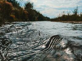 River Autumn Landscape In Cloudy Day photo