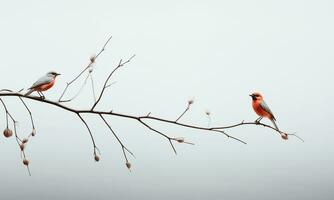 Bird World On A Minimal Background. AI Generated. Free Photo. photo