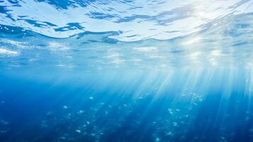 Transparent Background Of Underwater Blue Ocean. AI Generated. Pro Photo