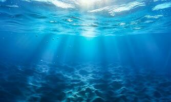 Transparent Background Of Underwater Blue Ocean. AI Generated. Free Photo