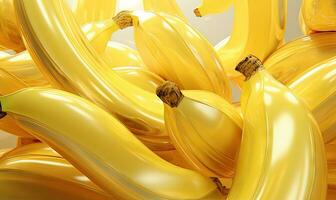 Ripe bunch bananas with glistening droplets on a vibrant yellow backdrop. Created by AI photo