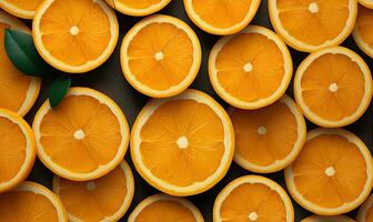 Vibrant orange slices showcased against a sleek backdrop. Created by AI photo